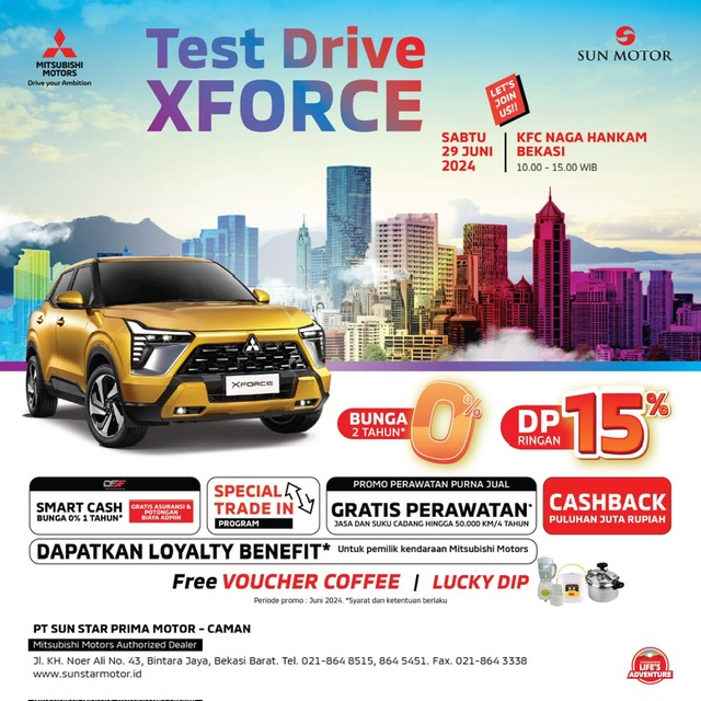 Rasakan Sensasi Mengemudikan Mitsubishi XForce di Event Test Drive Special di Swalayan KFC Naga Hankam Bekasi