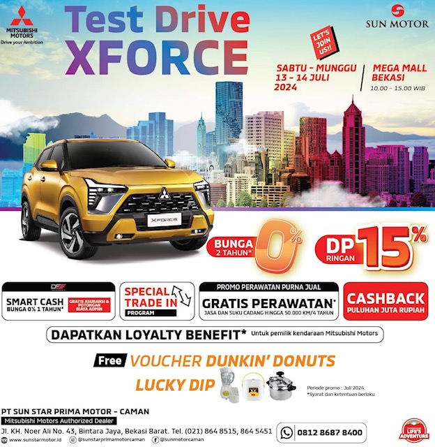 Rasakan Sensasi Mengemudi Mitsubishi XForce di Test Drive Mitsubishi Sun Motor Kalimalang Bekasi !